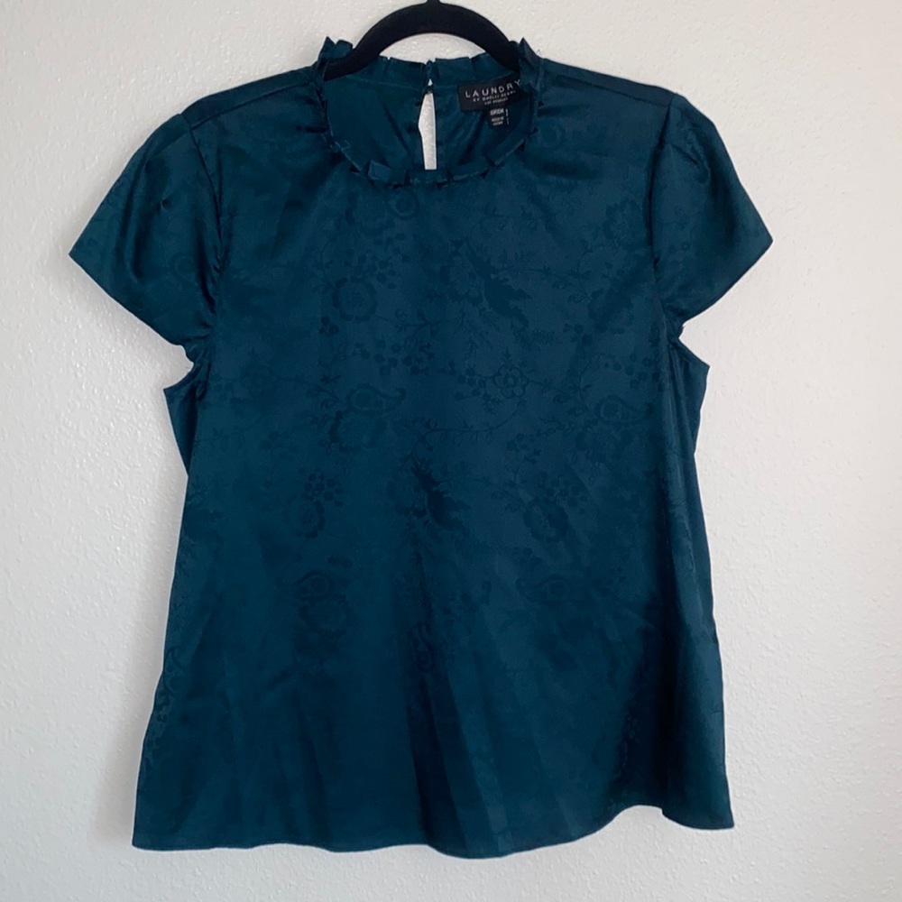 Laundry By Shelli Segal Floral Print Emerald Top